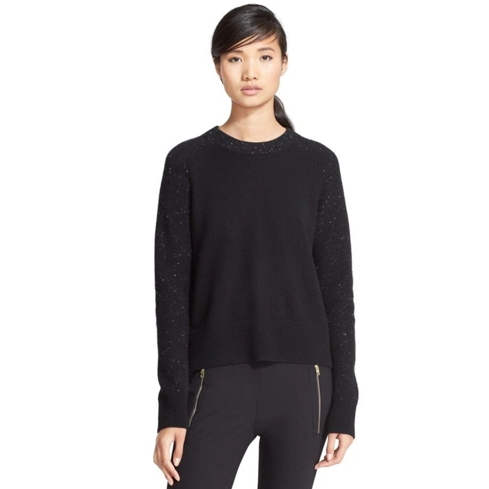 Rag & Bone XS Catherine Cashmere Sweater Speckled Black Quiet Luxury Minimalist